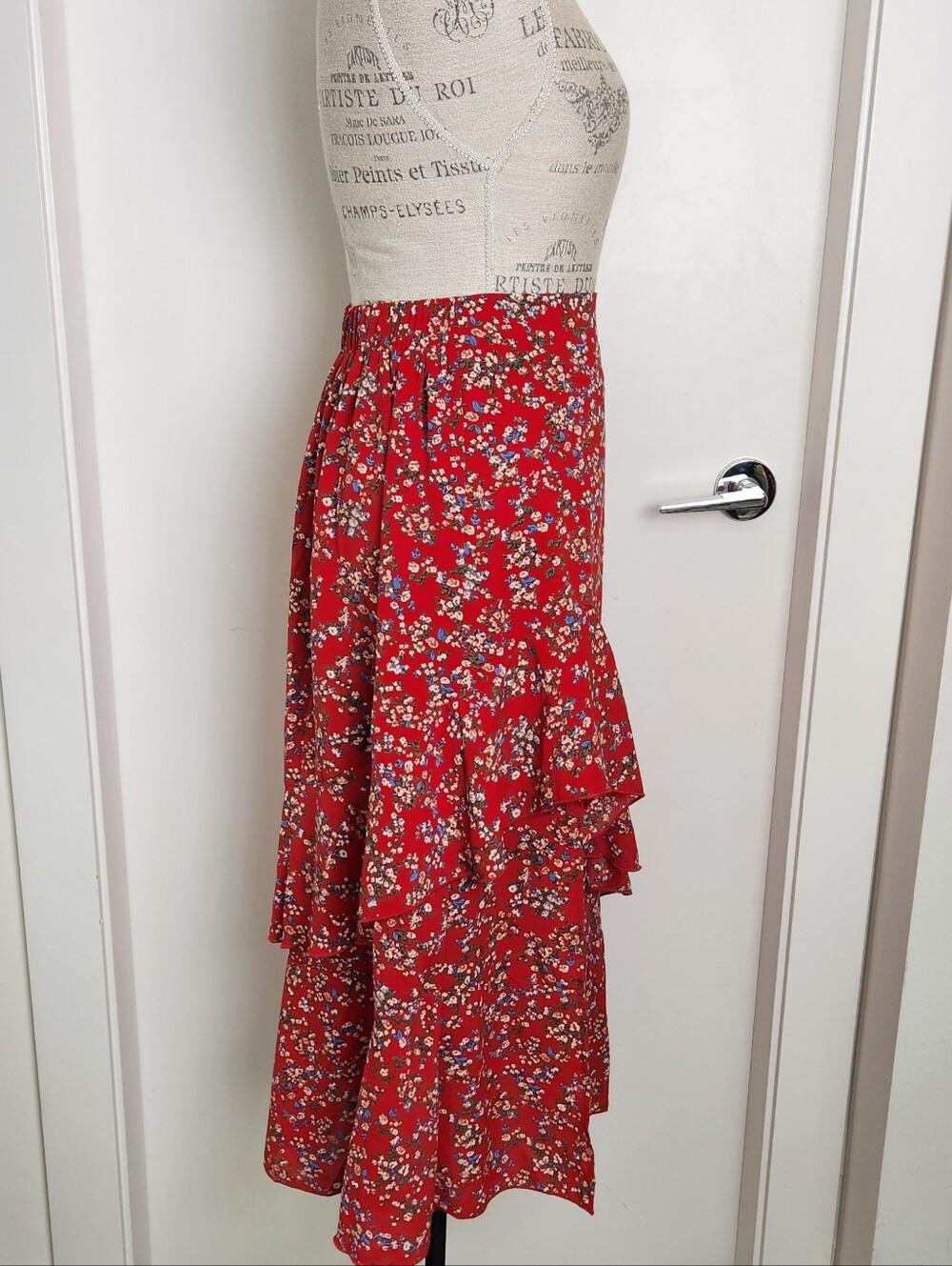 Floral Split Ruffle Midi Maxi Skirt - Picture 5 of 9